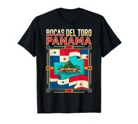 Bocas del Toro Bandera de Panamá Retro Isla Arte de Viaje Camiseta