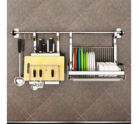 BOCbco Wall-Mounted Sink Dish Drying Rack, Kitchen Stainless Steel Drainer Rack, Large Multi-Function Cutlery Storage Rack/80Cm Bar B