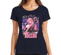 BOCCHII Anime Girl Guitarra Música Japón Y2K Camiseta Mujer, azul marino, M