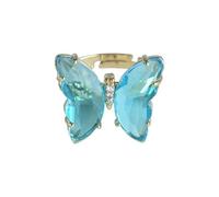 Boccia Anillos Mujer Anillo Transparente Mariposa Anillo de Cristal para Mujeres Niñas Dorado Lindos Dedos Anillos Ajustables Anillos Estéticos Anillos Manualidades Atrapasueños 30 cm (Azul, Talla