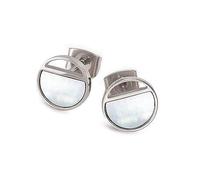 BOCCIA Pendientes de titanio para mujer, 05034-01, titanio puro, pulido con nácar, plata, Espárrago