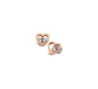 Boccia Pendientes en forma de corazón de titanio puro pulido, en color plata con detalles chapados en oro rosa, dimensiones: longitud: 8 mm, ancho: 8,5 mm, 05029-03