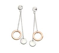 Boccia Pendientes para Mujer de Titanio en Color Plata Pulida, Chapado en Oro Rosa, hipoalergénicos, 05042-02, 17mm, Titanio, No es una Piedra Preciosa