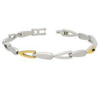Boccia Pulsera de titanio puro pulido brillante con detalles chapados en oro, de color plateado, dimensiones: longitud: 20 cm, ancho: 0,4 cm, 03033-02