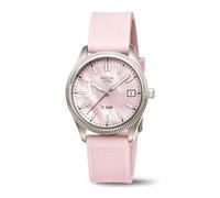 Boccia Reloj de Pulsera de Titanio para Mujer 3356-01 de Titanio de 35 mm con Esfera Rosa, de Cuarzo con Correa de Poliuretano Rosa, Resistente al Agua 10 Bar, Ligero y antialérgico, Deportivo
