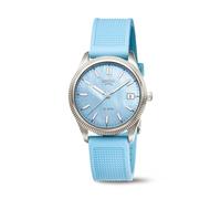 Boccia Reloj de Pulsera de Titanio para Mujer 3356-03 de Titanio de 35 mm con Esfera Azul, de Cuarzo con Correa de Poliuretano Azul, Resistente al Agua 10 Bar, Ligero y antialérgico, Deportivo