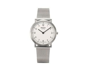 Boccia Reloj de Pulsera para Mujer Titanium 3335-03 de Titanio de 34 mm con Cristal de Zafiro, Reloj de Pulsera de Cuarzo con Correa de Acero Inoxidable milanesa Plateada, ultraplano de 6,2 mm