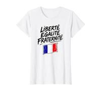 Boceto de la Bandera Francesa con Liberté Égalité Fraternité Camiseta gráfica económica, Mujer, Blanco, S