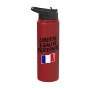 Boceto de la bandera francesa con Liberté Égalité Fraternité Stainless Steel Insulated Water Bottle