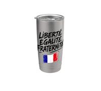 Boceto de la bandera francesa con Liberté Égalité Fraternité Vaso térmico de acero inoxidable de doble pared