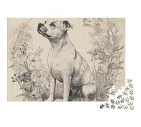 Boceto de Perro Rompecabezas Ilustración botánica Vintage Cartón Reciclado 1000 Piezas, Adultos/niños 12+, Descompresión, Regalo Personalizado Cumpleaños 38x26cm/1000pcs