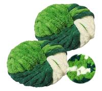 Bocguy Chunky Yarn, 250gx2 Verde Bosque Lana Gruesa para Tejer a Mano, Hilo Grueso de Lana Chunky, Ovillo de Lana de Malla Grande XXL, Lanas de Malla Gruesa para Mantas, Bufandas, Sombreros, Cojines