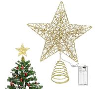 Bocguy Estrela Arvore de Natal con Luz Oro, 25 x 20cm Estrela arvore de Natal con 20 LED, Estrella Arbol Navidad para Decoración de Interior Christmas Tree Topper (A)