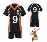 Bocguy Haikyuu Cosplay, Karasuno, camiseta de anime, cosplay de anime, disfraz de voleibol Haikyuu, camiseta de uniforme Karasuno, camiseta y pantalones cortos Shouyou Hinata Costume para Cosplayshow