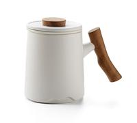 Bocguy Taza de té con tapa y colador, 360 ml, color blanco