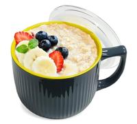 Bocguy Tazón de sopa de cerámica con mango, 900 ml, con mango, taza de café grande para el almuerzo, pastas, cereales, fruta