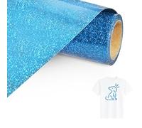 Bocguy Vinilo Textil Termoadhesivo Purpurina Azul, 30.5 CM X 152 CM Glitter Iron on Azul Fácil de Cortar y Desherbar, Purpurina Vinilo Termoadhesivo Textil para DIY Camisetas y Más Telas
