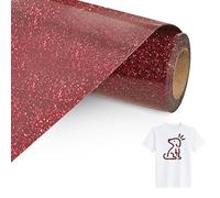 Bocguy Vinilo Textil Termoadhesivo Purpurina Roja, 30.5 CM X 305 CM Glitter Iron on Roja Fácil de Cortar y Desherbar, Purpurina Vinilo Termoadhesivo Textil para DIY Camisetas y Más Telas