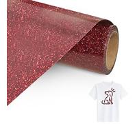 Bocguy Vinilo Textil Termoadhesivo Purpurina Rojo, 30.5 CM X 152 CM Glitter Vinilo Textil Rojo Fácil de Cortar y Desherbar, Purpurina Vinilo Termoadhesivo Textil para DIY Camisetas y Más Telas