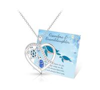 BOCHOI Collar de tortuga marina, collar de cumpleaños para mujeres y niñas, colgante de corazón de tortuga, collares de plata para mamá, hija, abuela, nieta, hermana, Neice, mejor amiga