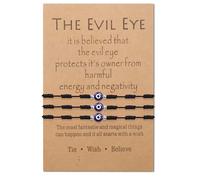 BOCHOI Pulsera de mal de ojo para mujer con 7 cuerdas, cordón negro, amuleto protector de la suerte Ojo Turco, pulseras para hombres, niñas, niños, familia, talla única, Nailon, Sin