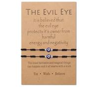 BOCHOI Pulsera de mal de ojo para mujer con 7 cuerdas, cordón negro, amuleto protector de la suerte pulseras para hombres, niñas, niños, familia, pareja, amigos, talla única