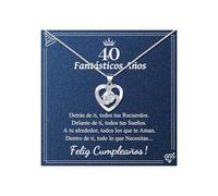 BOCHOI Regalos de 40 Cumpleaños Para Mujeres, Regalo Originales para Mujer Collar de Corazón Regalos Para ella, Aniversario, Cumpleaños o Navidad Collares Para Esposas, Novias, Amigas