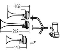 Hella Bocina 3PD 003 001-671 electroneumática 12V 118 dB(A) 780/820/880 Hz ECE