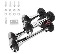 Bocina de aire de 150 dB, válvula solenoide de 12 V/24 V, trompeta de coche, sonido súper fuerte, bocina de aire de 4 trompetas, kit de bocina de trenes multifuncionales, para trenes, camiones, coches