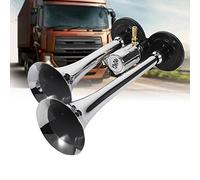 Bocina de aire para coche, 12 V, súper fuerte, doble trompeta de tren, 150 DB, 12 V/24 V, cromo zinc camión, bocina de aire para vehículos, camiones, trenes, barcos y coches