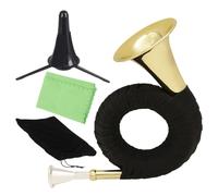 Bocina de latón compacta, instrumento musical portátil en miniatura, cuernos franceses con soporte resistente, bocina musical decorativa resistente, cuernos con estilo elegante, decoración de