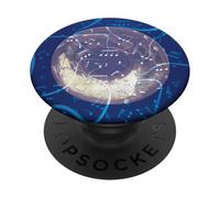 Bocina de latón para músico de jazz con notas musicales azules PopSockets PopGrip Adhesivo