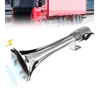 Bocina de silbato turca, 12V/24V de aire comprimido, bocina para camiones, bocina de silbato de presión para autocaravanas para coches, camiones, SUV, motocicletas (plata)