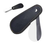 Bocina de zapato - Zapato pequeño | cuerno de cheque portátil | Zapatos de acero inoxidable Cuernos con tapa de cuero PU | Asiento de bota para senior | Herramienta de soporte para pies para l, Negro