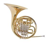 Bocina francesa, cuerno de bosque F/Bb, tubo de boca de latón dorado, 4 válvulas cilíndricas, vaso fijo