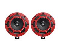 Bocina para Automóvil de Aleación de Acero, 12V 1 Par de Bocinas Rojas Compactas Super Tone Loud Blast 139-170DB Universal para Todos los Modelos de 12V Cars Trucks RVs Motorcycles UTV Y ATV