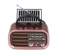 Bocina portátil USB BT Vintage, portátil, Funciona con energía Solar, Radio Am FM SW, Efecto de Graves Pesados, Ventana indicadora de frecuencia de Puntero, Perilla de selección para Camping