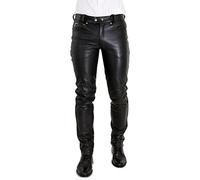 Bockle® Big Cheeker Pantalones de Cuero Hombre varón Vaqueros Tube Skinny Slim Fit Ajustados Negro, Size: 29W / 30L