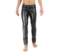 Bockle® Super Skinny Faux Button Cuero de Imitacion Faux Leather Pantalones de Cuero Hombre varon, Size: 36W / 36L