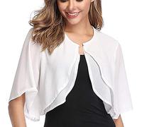 BOCOSO Cárdigan de gasa de manga corta para mujer, con frente abierto, estilo bolero, blusa de gasa para verano, ropa de abrigo, Blanco, XXL