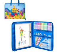 Boczif Portafolio de arte, estuche de 18 x 14 pies para organización de estudiantes, estuche de transporte de almacenamiento de arte para bolígrafos de pintura, obras de arte, bocetos, papel de