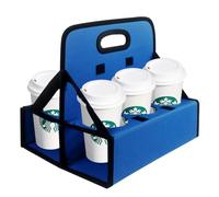 Boczif Portavasos o frascos de bebidas de caja de tazas reutilizables, estantes de 6 tazas con mango, con café, vino, bebidas frías y calientes fijas - para distribución y extracción (azul)