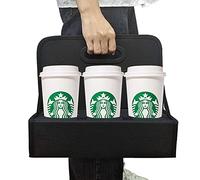 Boczif Portavasos o frascos de bebidas de caja de tazas reutilizables, estantes de 6 tazas con mango, con café, vino, bebidas frías y calientes fijas - para distribución y extracción (negro)