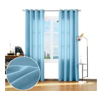 BOD HOME 2 Piezas de Cortina Translúcida para Salón, Cortinas Decorativas con Textura Suave, Cortina para Ventana con Ojales, Accesorio para el Hogar, Cortina Estética de 140x260cm Color Celeste