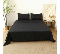 BOD HOME, Juego de Sábanas 4 Piezas, Cama Sencilla, Sábana Bajera Ajustable Cama 180 - Encimera y 2 Fundas Almohada 50x70cm, Poliéster, Suavidad (Negro)