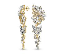 Boda Colgante Fiesta De Fin De Año Cascada Larga Flor De Cristal Con Lazo Pendientesde Pendientespara Mujer Chapados En Oro Amarillo