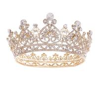 Boda de diamantes de imitación de reina de la corona, tiaras para mujeres con tiara dorada de estilo europeo completo con diamantes de diario inferior y hermosa corona para bodas, fiesta de cumpleaño