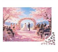 Boda Romántica Bajo Cerezos Puzzle de 1000 Piezas Puzzle para Adultos Papel Escena Florida Juego de Puzzle 1000 Piezas Decoración Relajación Regalo Familiar 52x38cm/1000pcs