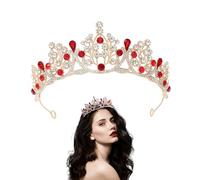Boda Tiara, Corona Reina, Corona Reina Mujer, Corona Cristal Tiara, Casco De Tiara Rojo Tocado, Tiara de Novia de Corona para Bodas, Graduaciones, Desfiles, Fiestas de Princesas, Fiestas de Cumpleaños