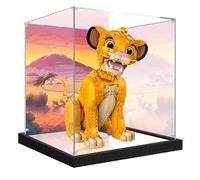 Bodamaike - Vitrina acrílica compatible con Lego 43247 Simba, resistente al polvo con panel posterior animado HD, compatible con Lego Disnay Simba 43247 (solo vitrina, para modelo Lego no incluido)